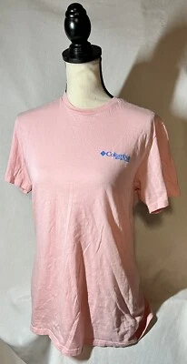Camisa Columbia Sportswear rosa azul marlin tamanho médio equipamento de pesca desempenho - Imagem 1 de 4
