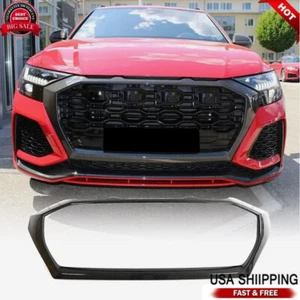 Fits Audi RSQ8 RS Q8 2020UP CARBON FIBER Front Upper Bumper Grille Kidney Grill - Foto 1 di 12