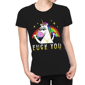 1Tee Camiseta de unicornio gángster para mujer F You, Love You - Imagen 1 de 25