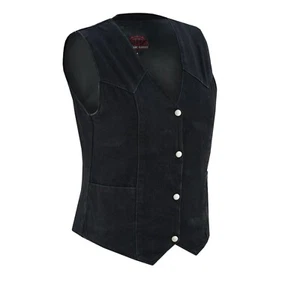 Women Black Denim vest With Plain Side & concealed Carry Pockets - Picture 1 of 13