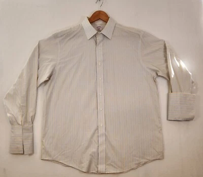 Camisa de vestir Brooks Brothers clásica para hombre 17-36 amarilla algodón Supima puño francés Foto 1 de 4
