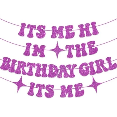 "It's Me, I'm the Birthday Girl, It's Me" Party Banner Tay Swiftie Pink Sparkly — 第 1/4 张图片