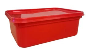 2 Litre Rectangular Red Ice Cream Container/Food Storage Container (10) - Picture 1 of 1