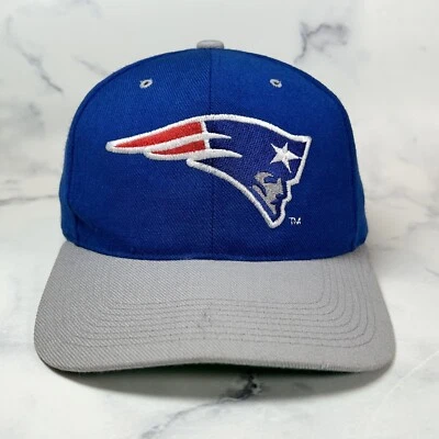 De Colección New England Patriots NFL Lana Espalda Script Snapback Azul Gris Gorra Gorra Foto 1 de 4