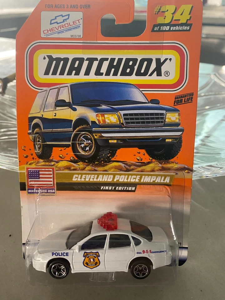 Matchbox 2000 USA Series #34 First Edition Cleveland Police Impala White - Image 1 of 1