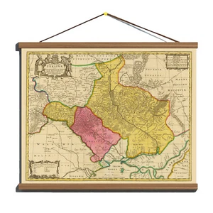 Ancient 1690 Rare Antique Map of Ukraine; Cotton Canvas, Magnetic Wooden Hanger - Picture 1 of 19