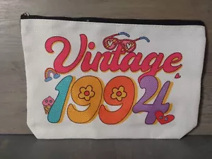 Vintage 1994 Pastel Makeup Travel Bag New Retro Zipper Close 10x6 - Picture 1 of 2