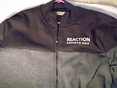 New Kenneth Cole Black Gray Full Zip Front Logo Men's XL Long Sleeve Sweatshirt - Image 1 of 4