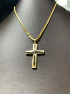 EDFORCE stainless Steel Gold Plated Cross 24” - Picture 1 of 9