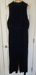 Vince Camuto Jumpsuit Womens 22W Black Velvet Ruffle High Neck Missing Belt - Picture 1 of 4