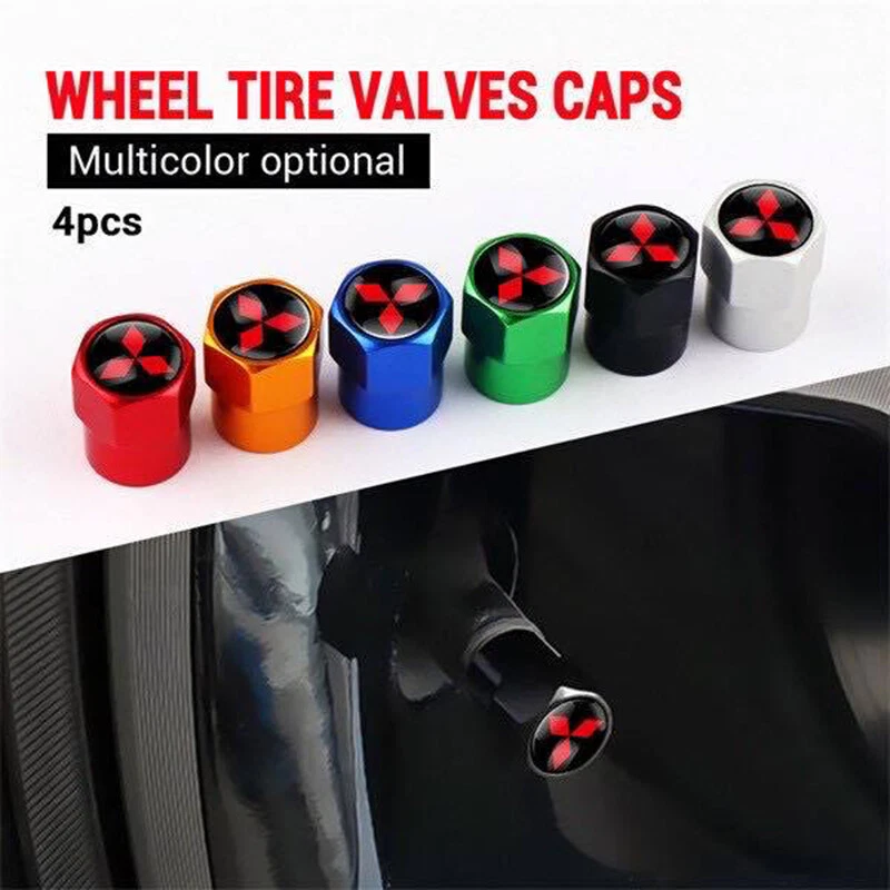 4PCS Hex Car Wheels Tire Air Valve Caps Stem Dust Cover Sport Cap for Mitsubishi Foto 1 de 1