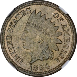 1864 No L 1C J-356a Copper, Thick planchet Indian Cent NGC MS64BN (PHOTO SEAL... - Picture 1 of 6
