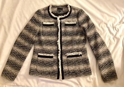Jacket Cynthia Rowley Womens Black White Lined Long Sleeve Sz L Pockets Blazer - Image 1 of 4