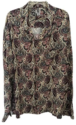 Guess джинсы мужчин кнопка рубашка XL серый пейсли длинным рукавом 90-х Y2K рокабилли винтажный - Изображение 1 из 4