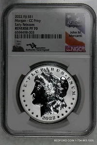 NGC REVERSE PF70 EARLY RELEASE FIJI 2022 MORGAN CC PRIVY SILVER DOLLAR MERCANTI - Picture 1 of 2