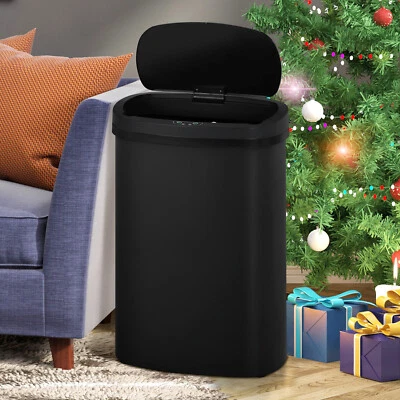 Bote de basura de 13 galones para cocina automático impermeable sin contacto negro Foto 1 de 4