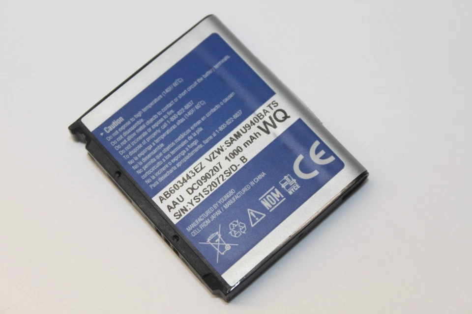 Batería Li-Ion de repuesto genuina Samsung AB603443EZ 3.7V 1000mAh para SCH-U940 Foto 1 de 1