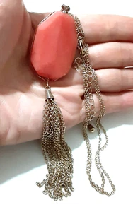 Agate Gemstone Pendant Tassel Necklace Gold 5*35 - Picture 1 of 8