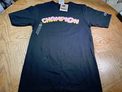 NUEVA CAMISETA CHAMPION Heritage "Donut Tee" PARA HOMBRES NEGRA MULTICOLOR PEQUEÑA $30 Foto 1 de 4