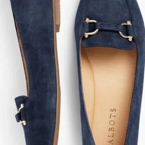 Talbots Francesca-Kid Blue Suede Driving Moccasins Pointed Toe Loafers Size 10 - Picture 1 of 16
