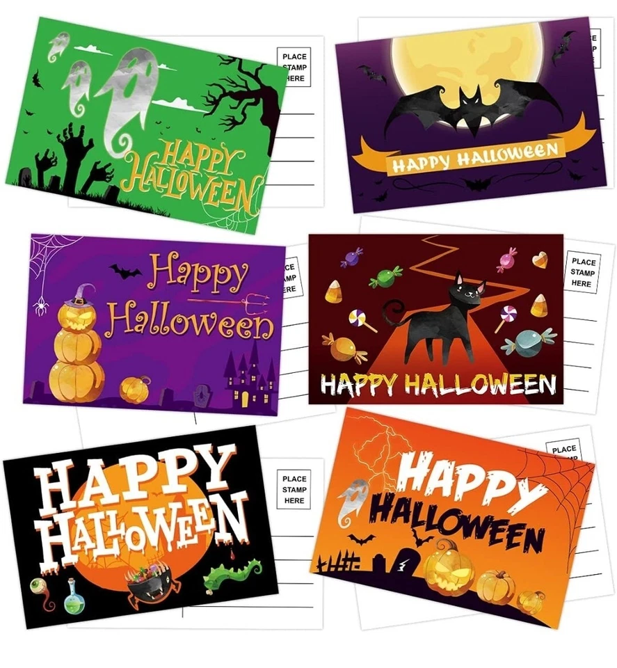 36 PIEZAS Postales de Halloween 6 Diseños para Niños Amigos Familia Divertidas Tarjetas de Felicitación Foto 1 de 3