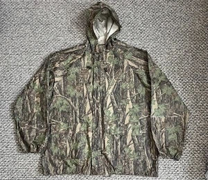 Vintage Trebark Rain Jacket Men’s L Pro Rainer Camo PVC Fish Vented Pocket Snap - Picture 1 of 12