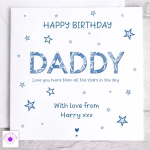 Personalisierte Geburtstagskarte Papa Sterne Happy Birthday Karte Papa - Bild 1 von 16