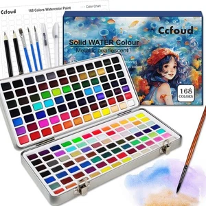 Watercolor Paint Set, 168 High Pigment Watercolor Painting Palettes with with... - Picture 1 of 8