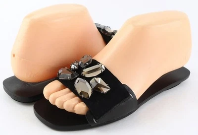 $150 BCBG MAX AZRIA KALISKA Sandalias de Diseñador de Gamuza Negras con Joyas 5.5  Foto 1 de 4