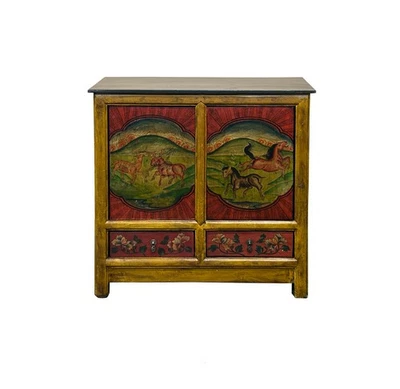 Gabinete de mesa Credenza con motivo de ciervo tibetano multicolor GB047 Foto 1 de 4