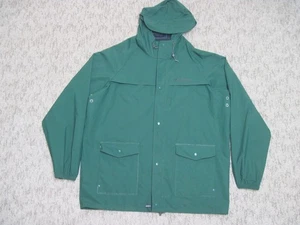 Columbia Mens Tall XL Full Zip PVC Waterproof Hooded Rain Jacket Green - Flawed - Picture 1 of 14