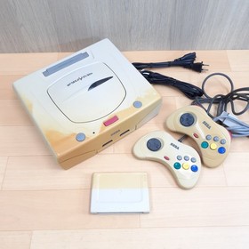 SEGA SATURN console with 2 controllers, memory & cables Japanese Version tested