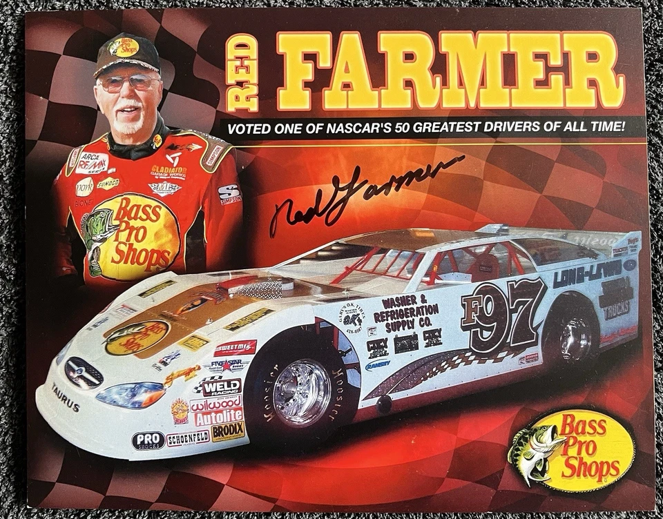 Red Farmer Signed Card: NASCAR Hall Of Fame - Image 1 of 1