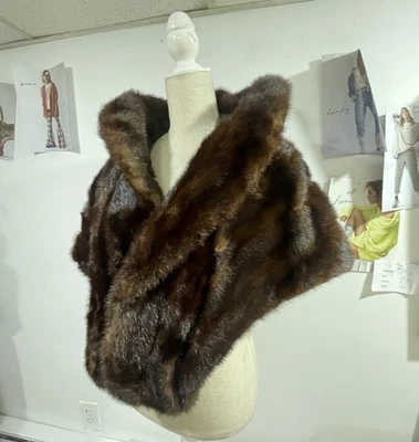 Brown Mink Stole Womens Genuine Mink Cape Shawl Wrap Classy, Chic & Warm - Image 1 of 4