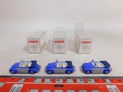 3x wiking H0 1:87 0794 04 Modello Cabrio Cabriolet VW Maggiolino 1200 Top + Box - Immagine 1 di 4