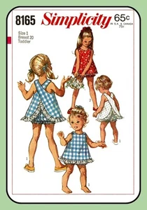Toddlers SUNSUIT Pattern Childs TOP and BLOOMERS Girls Simplicity 8165 Vtg 1969 - Picture 1 of 5