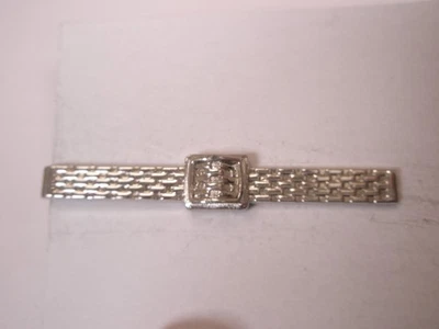 2-3/16" Silver Tone Belt Buckle Design Vintage SWANK Tie Bar Clip simple plain - Image 1 of 4