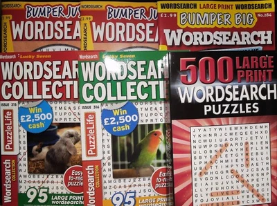 WORDSEARCH PUZZLE BOOKS LARGE PRINT - 1000+ PUZZLES TO SOLVE - NEW PACK - Image 1 of 4