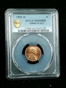 1951-D 1C Lincoln Cent  PCGS MS65RD OMM FS-512 #4073A - Picture 1 of 4