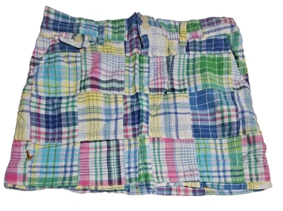 Falda Ralph Lauren Niñas Talla 8 Azul Patchwork Madras Algodón Mini Preppy Clásica Foto 1 de 4
