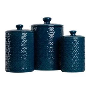 Kitchen Canister, 3 Piece Set, Ocean Navy - Picture 1 of 7