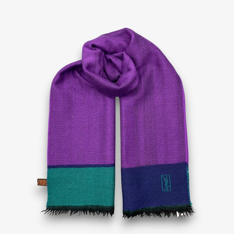 Yves Saint Laurent Bufanda de Lana Vintage Clásica YSL Invierno Prendas para el Cuello Bufandas 15x60 Foto 1 de 4