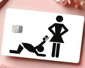 Funny Man Giving Woman His Credit Debit Card Sticker GIVE ME THE MONEY Free Ship - Picture 1 of 4