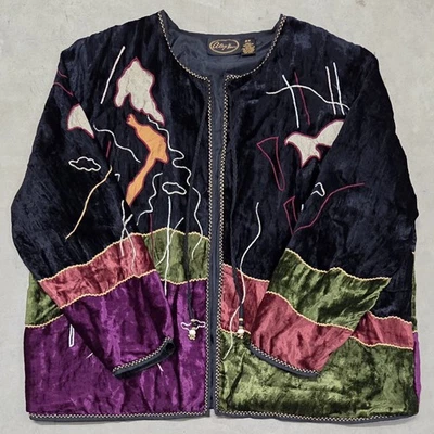 Chaqueta de Colección Alex Kim para Mujer 2XL Negra Terciopelo Blazer Abierto Adornado Arte Para Usar  Foto 1 de 4