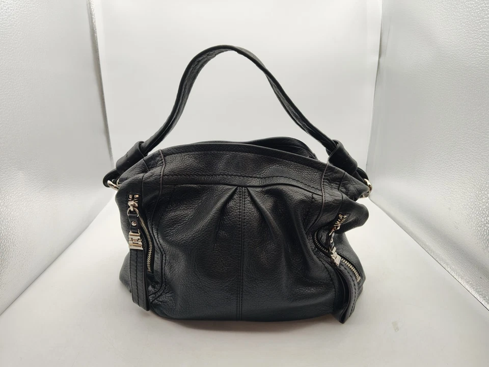 B MAKOWSKY Bolso de Mano Hobo de Cuero Negro Boho Motociclista Cremallera Cartera de Hombro Foto 1 de 4