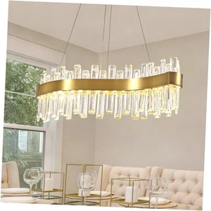  Modern LED Crystal Chandelier, Luxury Brass Gold 2-Tiers K9 Crystal Raindrop  - Picture 1 of 7