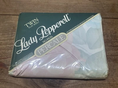 Nuevo de Lote Antiguo Dama Pepperell Retro Floral Doble Hoja Plana Percal Foto 1 de 4