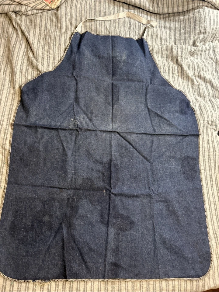Vtg Distressed Indigo Denim Selvedge Apron Workshop WORK WEAR Pontiac Plant - Image 1 of 4