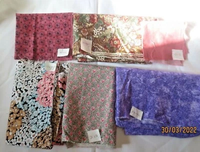 6 cuts  Quilters Crafters Fabric Lover's Cotton Calico- Florals Flowers - Image 1 of 4