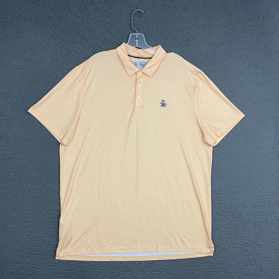Penguin Polo Shirt Mens XL Orange Geometric Golf Preppy Casual Dad - Image 1 of 4